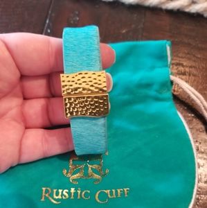 Rustic Cuff turquoise calf hair bracelet